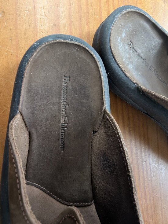 Hammacher Schlemmer Leather Slip-On Clogs / House Shoes main image 4